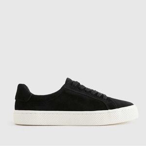 Quince Italian Suede Everyday Sneaker in Black Women’s US 7 Lace Up Casual